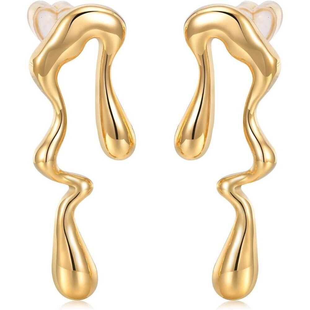 Women's Gold Studs Earrings 14K Gold Plated Personality Big Stud Stainless